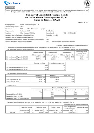 Thumbnail Odakyu Electric Railway Quarterly Report 2022-q2