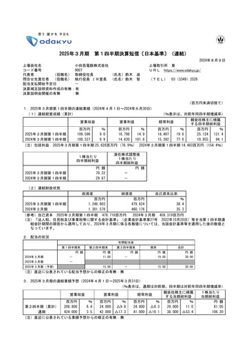 Thumbnail Odakyu Electric Railway Quarterly Report 2024-q1