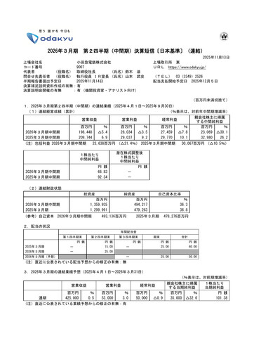 Thumbnail Odakyu Electric Railway Quarterly Report 2025-q2