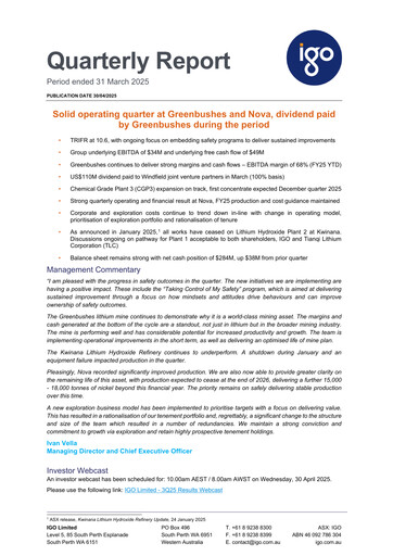 Thumbnail IGO Limited Quarterly Report 2025-q3