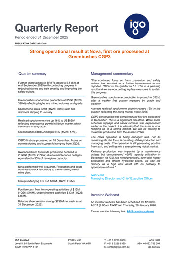 Thumbnail IGO Limited Quarterly Report 2025-q4