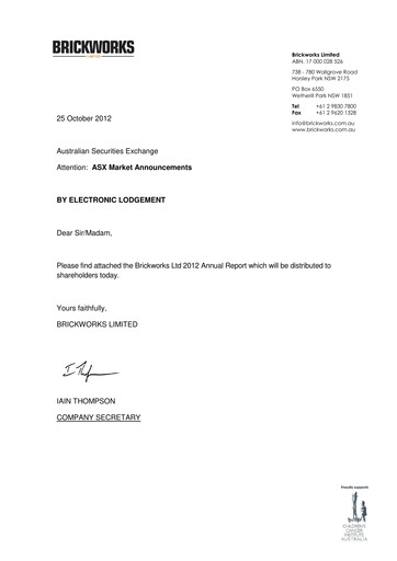 Thumbnail Brickworks Limited Annual Report 2012