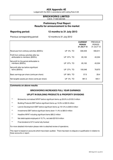 Thumbnail Brickworks Limited Annual Report 2013