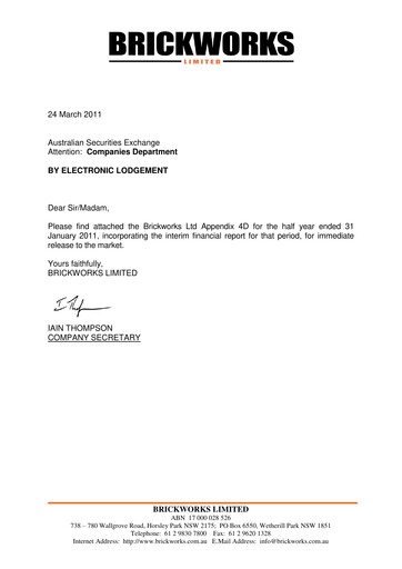 Thumbnail Brickworks Limited Half-year Report 2011-h1