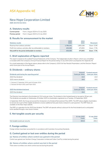 Thumbnail New Hope Corporation Annual Report 2025