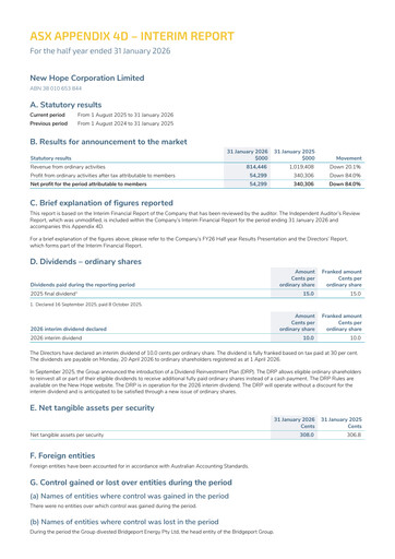 Miniature New Hope Corporation Rapport semestriel 2026-h1