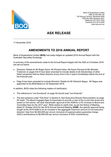 Thumbnail Bank of Queensland Annual Report 2016