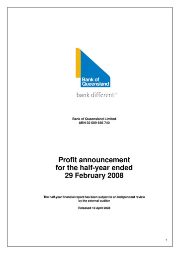 Thumbnail Bank of Queensland Half-year Report 2008-h1
