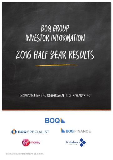 Thumbnail Bank of Queensland Half-year Report 2016-h1