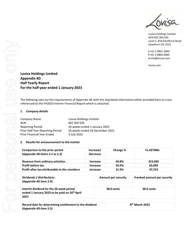 Thumbnail Lovisa Holdings Half-year Report 2023-h1