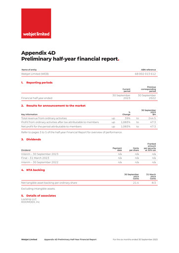 Thumbnail Webjet Limited Financial Report 2024-h1