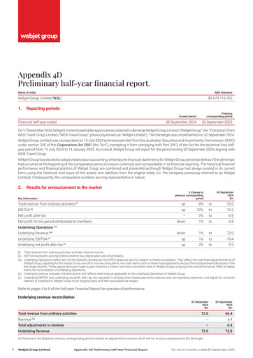 Thumbnail Webjet Limited Financial Report 2025-h1