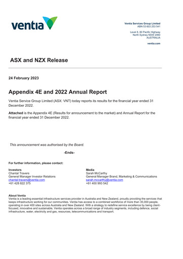 Vorschaubild Ventia Services Group Jahresbericht 2022