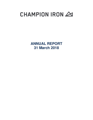 Thumbnail Champion Iron Annual Report 2018
