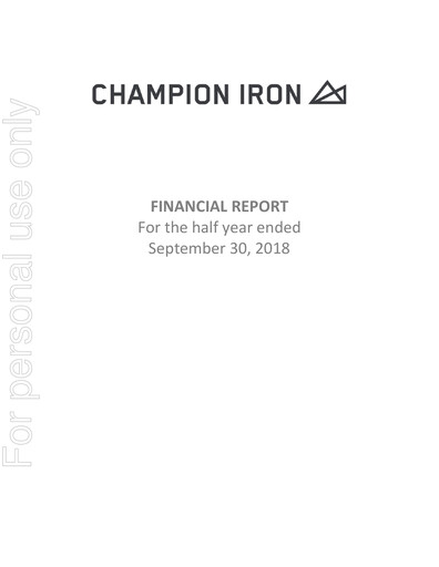 Thumbnail Champion Iron Half-year Report 2018-h1