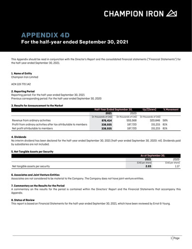 Thumbnail Champion Iron Half-year Report 2022-h1