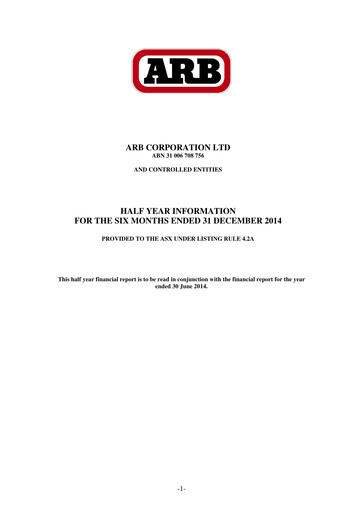 Thumbnail ARB Corporation Limited Half-year Report 2014-h1