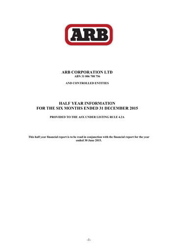 Thumbnail ARB Corporation Limited Half-year Report 2015-h1