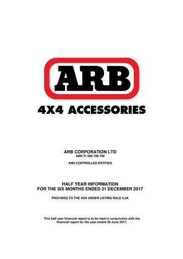Thumbnail ARB Corporation Limited Half-year Report 2017-h1