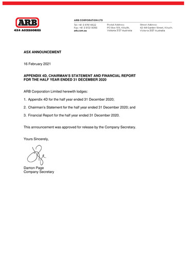 Thumbnail ARB Corporation Limited Half-year Report 2021-h1