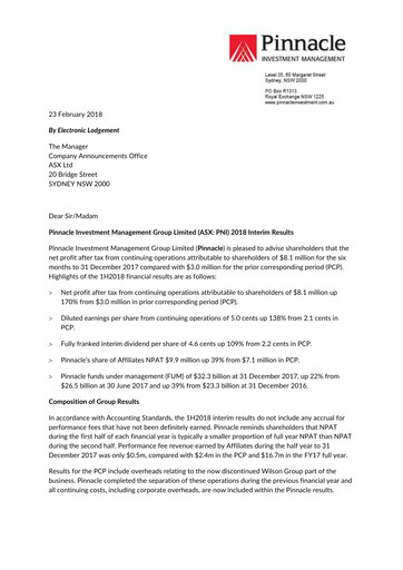 Thumbnail Pinnacle Investment Management Group Half-year Report 2018
