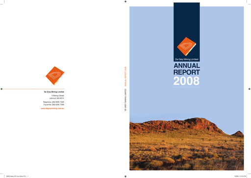 Thumbnail De Grey Mining Annual Report 2008