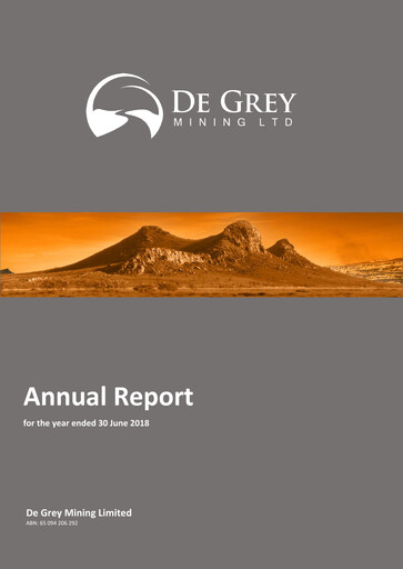Thumbnail De Grey Mining Annual Report 2018