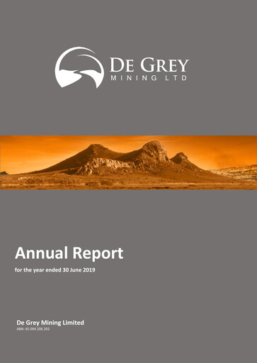 Thumbnail De Grey Mining Annual Report 2019