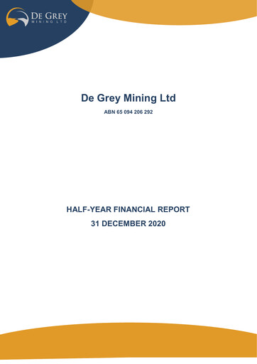 Thumbnail De Grey Mining Half-year Report 2020-h2