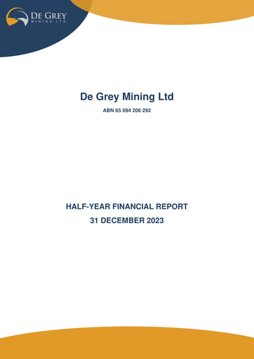 Thumbnail De Grey Mining Half-year Report 2023-h2