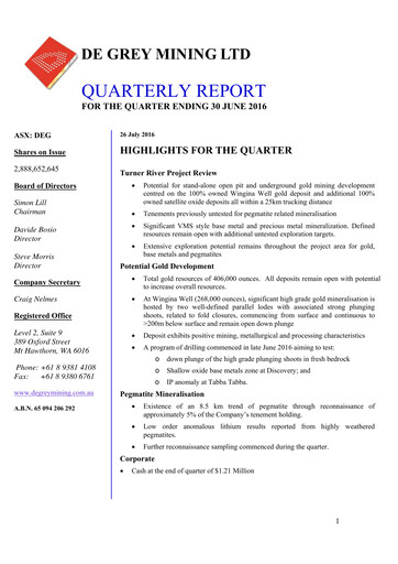 Thumbnail De Grey Mining Quarterly Report 2016-q2