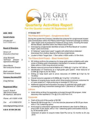 Thumbnail De Grey Mining Quarterly Report 2017-q3