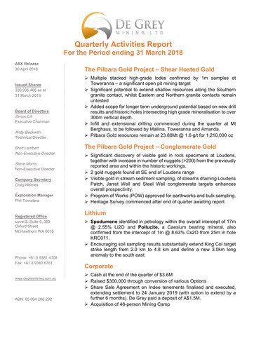Thumbnail De Grey Mining Quarterly Report 2018-q1