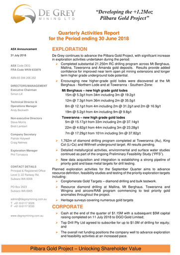 Thumbnail De Grey Mining Quarterly Report 2018-q2