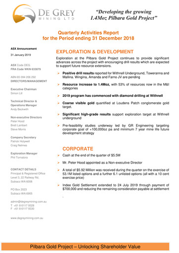 Thumbnail De Grey Mining Quarterly Report 2018-q4
