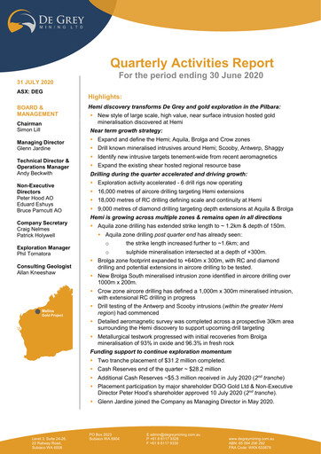 Thumbnail De Grey Mining Quarterly Report 2020-q2