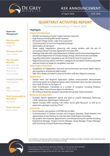 Thumbnail De Grey Mining Quarterly Report 2024-q1