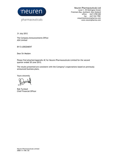 Thumbnail Neuren Pharmaceuticals Quarterly Report 2012-q2