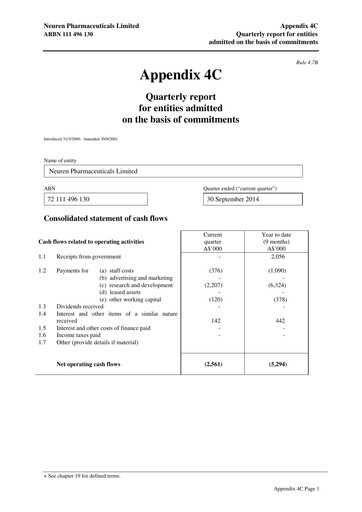 Thumbnail Neuren Pharmaceuticals Quarterly Report 2014-q3
