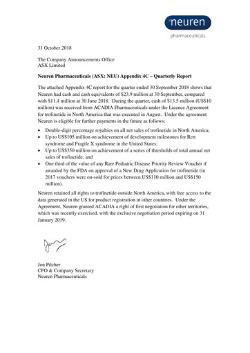 Thumbnail Neuren Pharmaceuticals Quarterly Report 2018-q3