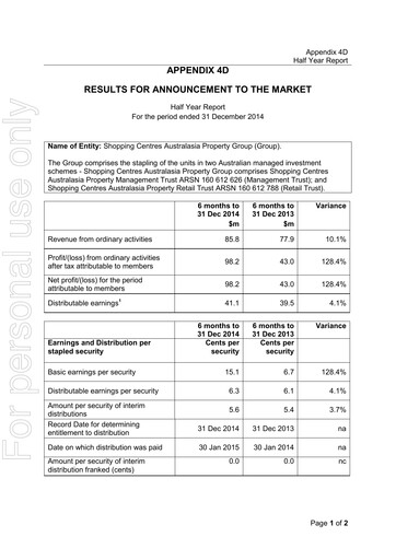 Thumbnail Region Group Financial Statement 2015-h1