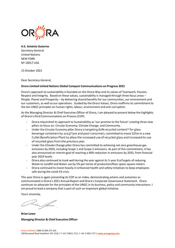 Vorschaubild Orora Limited ESG-Bericht 2021