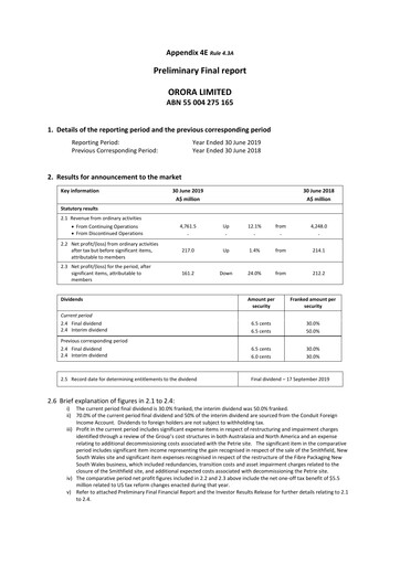 Thumbnail Orora Limited Financial Report fy2019