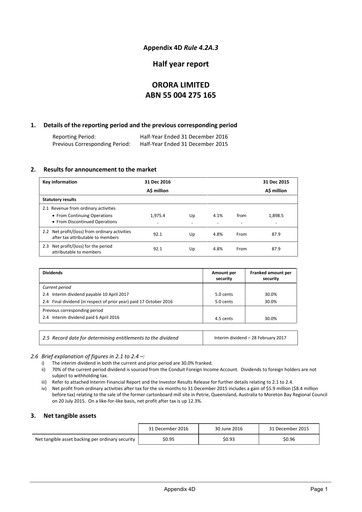 Thumbnail Orora Limited Half-year Report 2017-h1