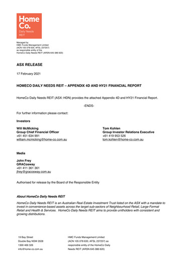 Thumbnail HomeCo Daily Needs REIT Half-year Report 2020-h1