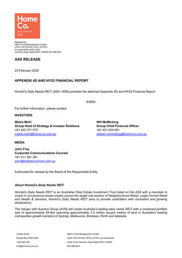 Thumbnail HomeCo Daily Needs REIT Half-year Report 2021-h1