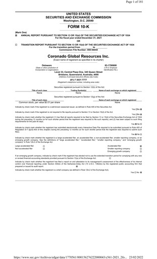 Thumbnail Coronado Global Resources Annual Report 2021