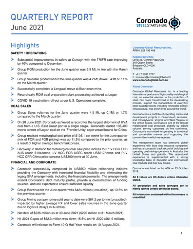 Thumbnail Coronado Global Resources Quarterly Report 2021-q3