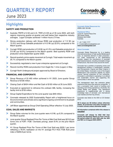 Thumbnail Coronado Global Resources Quarterly Report 2023-q2