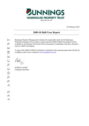 Thumbnail BWP Trust Half-year Report 2010-h1